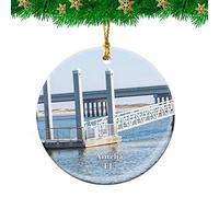 Appeso Ceramica Amelia Island Bridge Florida Travel Appeso Ornamento Personalizzate Palline Per Albero Di Natales Alta Qualità Decorazioni Natalizie Per Festa Cerimonia Interno 7.3CM