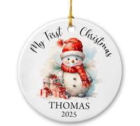 Appeso Ceramica Personalized Baby Snowman Appeso Ornamento Personalizzate Ornements D'Arbre De Noël Rimovibile Pendentifs Décoration Per Interno Festa Bambini 7.3CM