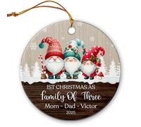 Appeso Ornamento 1St Christmas As Family Of Three Appeso Ceramica Alta Qualità Palline Per Albero Di Natales Rimovibile Decorazioni Natalizie Per Party Cerimonia Festa 7.3 Cm