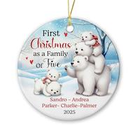 Appeso Ornamento First Christmas As A Family Of Five Appeso Ceramica Ornamenti Palline Per Albero Di Natales Rimovibile Decorazioni Natalizie Per Festa Cerimonia Party 7.3 Cm
