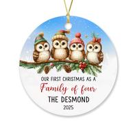 Appeso Ornamento Our First Christmas As A Family Of Four Appeso Ceramica Rimovibile Palline Per Albero Di Natales Ideale Decorazione Per Albero Di Natale Per Interno Esterno Bambini 7.3 Cm