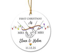 Appeso Ornamento Our First Christmas Mrs & Mrs Lesbian Wedding For Lesbian Newlywed Couple Natale Ciondolo Ornements D'Arbre De Noël Rimovibile Décoration D'Arbre De Noël Per Interno 7.3CM