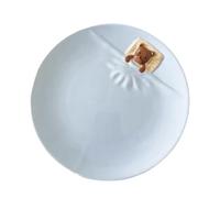 Appetizer Dish, Snack Dish, Bear Design Plate, Modern Round Shape, Ceramic Material Build, Ceramic Appetizer Plate Dining Kitchen Breakfast Use, 7.87 Inches White Brown 1 Piece