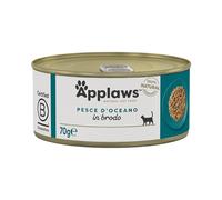 Applaws 1005NE-A Cibo per gatti bagnato naturale al 100%, pesce oceanico in brodo, in latta da 70 g (confezione da 24)