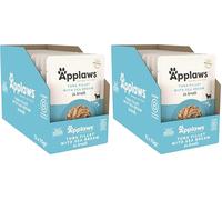 Applaws Alimento per Gatti Umido 100% Naturale Filetto di Tonno e Orata in Brodo per Gatti Adulti - 12 Buste da 70g (Confezione da 2)