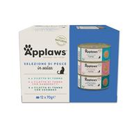 Applaws cibo umido 100 % naturale per gatti adulti, selezione di pesce in salsa multipack, 12 × 70 g lattine
