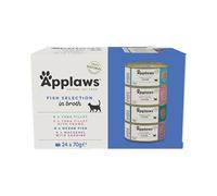 Applaws Cibo Umido per Gatti 100% Naturale Selezione di Pesce in Brodo - Confezione da 24 lattine da 70g