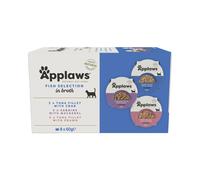 Applaws Pacco misto Selection Cat Pot 8 x 60 g Alimento umido per gatto - Selezione Pesce: 2 gusti al Filetto di Tonno + 1 Sardine & Sgombro