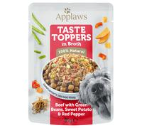 Applaws Taste Toppers in Brodo 24 x 85 g per cani - Manzo, Fagiolini, Pepe e Patate dolci
