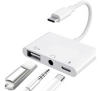 Apple - Adattatore da USB C a USB per MacBook, splitter 3 in 1 da USB C a USB-A OTG con jack audio da 3,5 mm e porta di ricarica rapida PD, compatibile con iPhone 15, iPad Pro, Samsung Galaxy S23