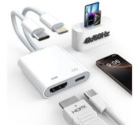 Apple - Adattatore USB-C e da Lightning a HDMI per iPhone, iPad a TV 4K a 60Hz, certificato MFi, Lightning/Type-C Digital AV, cavo HDMI 2.0, compatibile con iPhone 17, 16, 15, 14, iPad, Samsung