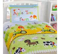 Apple Albero Fattoria Junior Lettino Letto Copripiumino Nuovo Trattori Animali