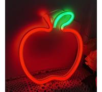 Apple LED neon logo per la decorazione della parete USB o logo della batteria per la festa di compleanno e la decorazione del soggiorno di Natale (8,3 "* 7,7", rosso + verde)