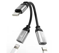 Apple MFI Aux - Adattatore rapido per iPhone con connettore Lightning Jack su cavo di ricarica (2 in 1) Apple MFI Aux Caricatore rapido Splitter Fast Charger Alimentatore Audio s Accessori per 14 13