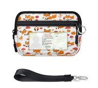 Apple Mushroom Fox Mini Zip Card Case per donne uomini con finestra ID portafoglio portatile leggero piccolo portamonete cerniera portamonete organizzatore borsa