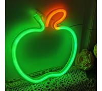 Apple Neon Segni LED Luce per Decorazione Della Parete USB o Battery Signs per Festa di Compleanno Soggiorno di Natale Bambini Wedding Girls Decorazione (8.3 "* 7.7 ", Verde + Giallo)