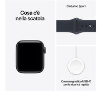 APPLE Watch SE 3 GPS, Cassa 40 mm in alluminio mezzanotte con Cinturino Sport blu marino - S/M