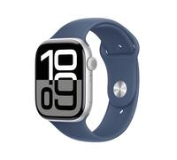 Apple Watch Series 10 [GPS, 46mm] - Case in Alluminio Argento con Cinturino Loop Sportivo Blu Denim, One Size (Ricondizionato)