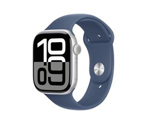Apple Watch Series 10 GPS 46mm Silver Aluminium Case with Denim Sport Band - S/M