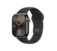 Apple Watch Series 10 GPS + Cellular 42 mm Smartwatch con cassa in titanio color Ardesia e cinturino Sport Loop Nero - S/M. Fitness tracker, app ECG, display Retina always-on, Carbon Neutral