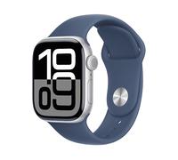 APPLE Watch Series 10 GPS + Cellular 42mm in alluminio color argento con cinturino Sport denim - S/M