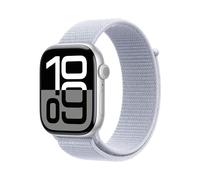 Apple Watch Series 10 GPS + Cellular 46 mm Smartwatch con cassa in alluminio Argento e Sport Loop Nuvola azzurra - One Size. Fitness tracker, app ECG, display Retina always-on, resistente all’acqua
