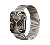 Apple Watch Series 10 GPS + Cellular 46 mm Smartwatch con cassa in titanio color Naturale e cinturino Sport Loop Naturale - S/M. Fitness tracker, app ECG, display Retina always-on, Carbon Neutral