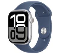 Apple Watch Series 10 GPS + Cellular Cassa in alluminio color argento da 46 mm con cinturino Sport denim - S/M
