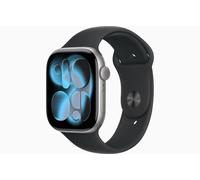 Apple Watch Series 11 GPS 46mm, Cassa in Alluminio color Grigio Siderale con cinturino Nero Sport Band - M/L