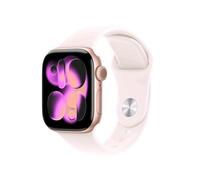 Apple Watch Series 11 GPS, Cassa 42 mm in alluminio color oro rosa con Cinturino Sport rosa fard - M/L