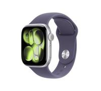 Apple Watch Series 11 GPS + Cellular 42mm, Cassa in Alluminio color Argento con cinturino Viola Nebbia Sport Band - S/M