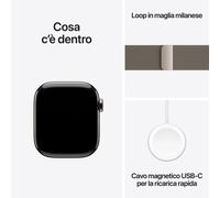 Apple Watch Series 11 GPS + Cellular, Cassa 42 mm in titanio naturale con Loop in maglia milanese naturale - Misura unica
