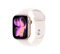 Apple Watch Series 11 GPS + Cellular, Cassa 42 mm in alluminio color oro rosa con Cinturino Sport rosa fard - S-M