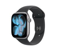 Apple Watch Series 11 GPS 46mm, Cassa in Alluminio color Grigio Siderale con cinturino Nero Sport Band - M/L