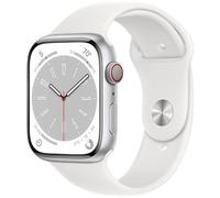 APPLE - Watch Series 8 45mm Impermeabile 5ATM GPS + Cellular 32GB WiFi / Bluetooth con Cassa in Alluminio Color Argento e Cinturino Sport Bianco