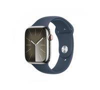 Apple Watch Series 9 GPS + Cellular Cassa 45mm in Acciaio inossidabile con Cinturino Sport Blu Tempesta - S/M