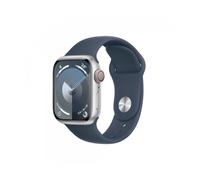 Apple Watch Series 9 (GPS Cellular) cassa in alluminio da 41 mm argento, cinturino Sport blu tempesta M/L