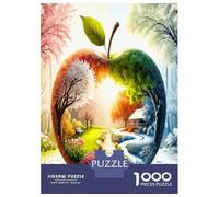 Apple World Map 1000 Pezzi Set Puzzle Fantasy Globe Art Puzzle Classico Cartone Robusto - Puzzle Per Coppie Ultra Difficili, Top Valutato, Attività Perfetta in Casa 38x26cm/1000pcs