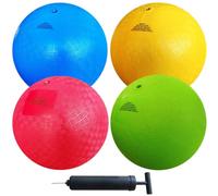 AppleRound Palline da gioco Dodgeball da 21,6 cm, confezione da 4 palline con 1 pompa, dimensioni ufficiali per Dodge Ball, pallamano, campi e scuole (multicolore)