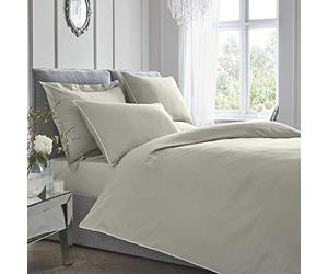 Appletree 200TC Plain Dye Set Copripiumino a Tinta Unita, 200 Fili, 100% Cotone, Argento, Doppio