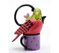 Appletree 7-1/4-Inch Ceramic Pink Parakeet Tea For One
