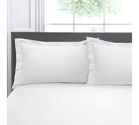 Appletree Plain Dye Bedding Coppia di federe Oxford Tinta Unita, 200 Fili, Cotone, Bianco, 76 x 48cm