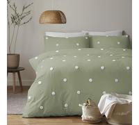 Appletree - Copripiumino Bianco Pois - Letto Matrimoniale (200x200cm) - Morbido 100% Cotone - 1 Federa - Copripiumino Verde Salvia a Pois Bianchi - Biancheria da letto Verde - Copripiumino a pois