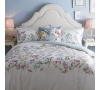 Appletree - Copripiumino floreale e farfalla color carta da zucchero - Dimensioni letto matrimoniale (200 x 200 cm) - 200 fili - 100% cotone - Disegni reversibili - 2 federe - Biancheria da letto a