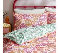 Appletree - Copripiumino rosa con foglie tropicali - Letto super king size (260 x 220 cm) - 100% cotone - reversibile 2 colori - 2 federe - Set copripiumino giungla verde - Foglie di palma tropicale