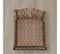 Appletree Heritage, set copripiumino in 100% rasatello di cotone, super king size, 260 x 220 cm, cioccolato, motivo floreale, 200 fili, con 2 federe
