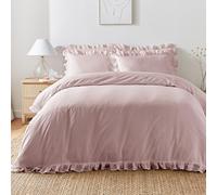 Appletree Set copripiumino con volant - Super King (260 x 220 cm) - viola lavanda - 100% cotone - biancheria da letto con 2 federe - lilla