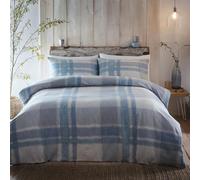 Appletree - Set copripiumino in flanella di flanella, per letto king size (230 x 220 cm), 100% cotone spazzolato, super morbido, motivo tartan bianco e blu, set di biancheria da letto a quadri celesti