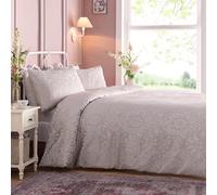 Appletree - Set copripiumino jacquard rosa argento - Letto super king size (260 x 220 cm) - Blush argento tradizionale damascato jacquard biancheria da letto - Copripiumino beige rosa - Letto di lusso