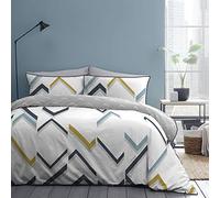 Appletree Style - Set copripiumino con linee fratturate, 100% cotone, misura king size in blu navy
